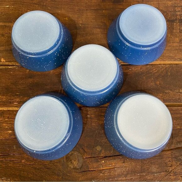 5- Vintage Fire King Blue Granite Speckled Cereal Bowls. - Picture 3 of 11